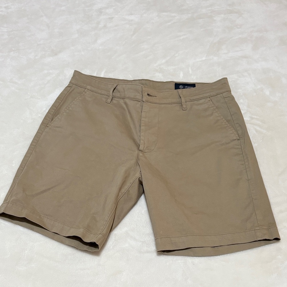 AG Adriano Goldschmied Men's Khaki Flat Front Shorts